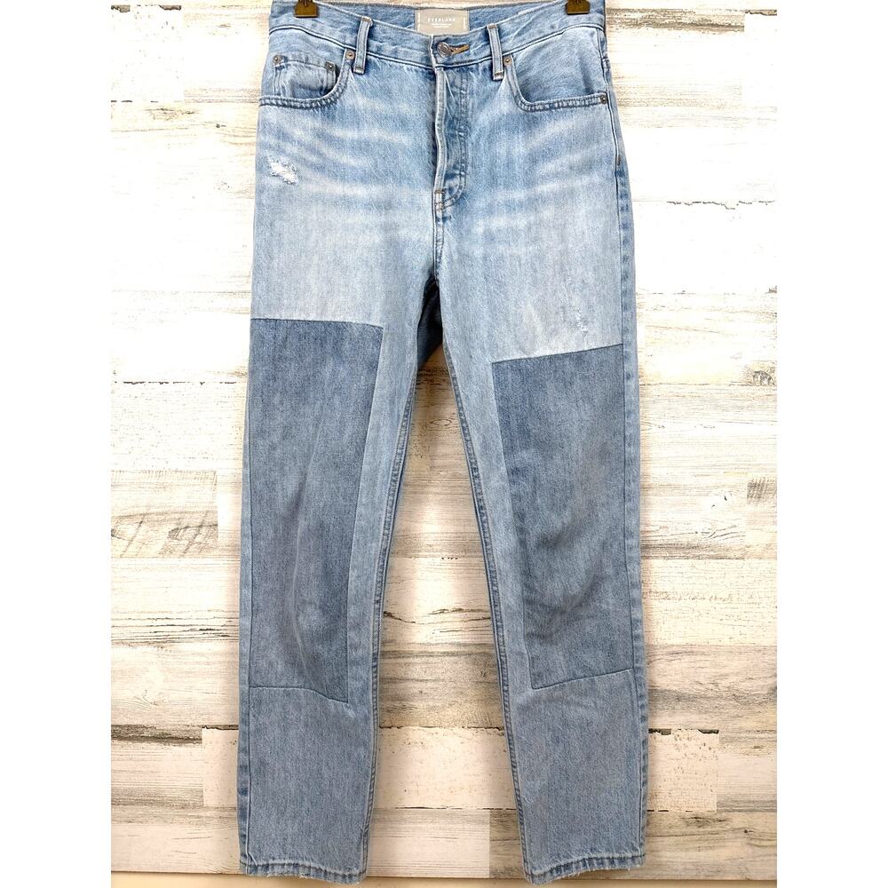 Everlane The '90s Cheeky Jeans Womens 26 Patchwork Distressed Organic Cotton